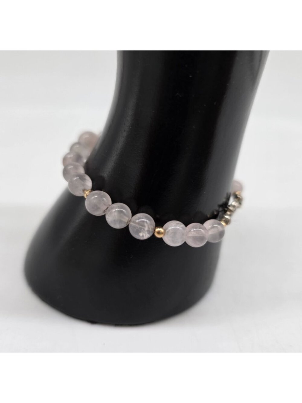 Rose Quartz Bracelet Gold Tone Beads With Lobster Clasp Closure - Picture 5 of 8